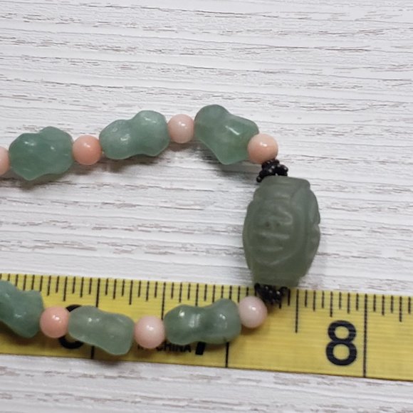 Carved Aventurine Rose Quartz Beaded Necklace - Picture 5 of 5